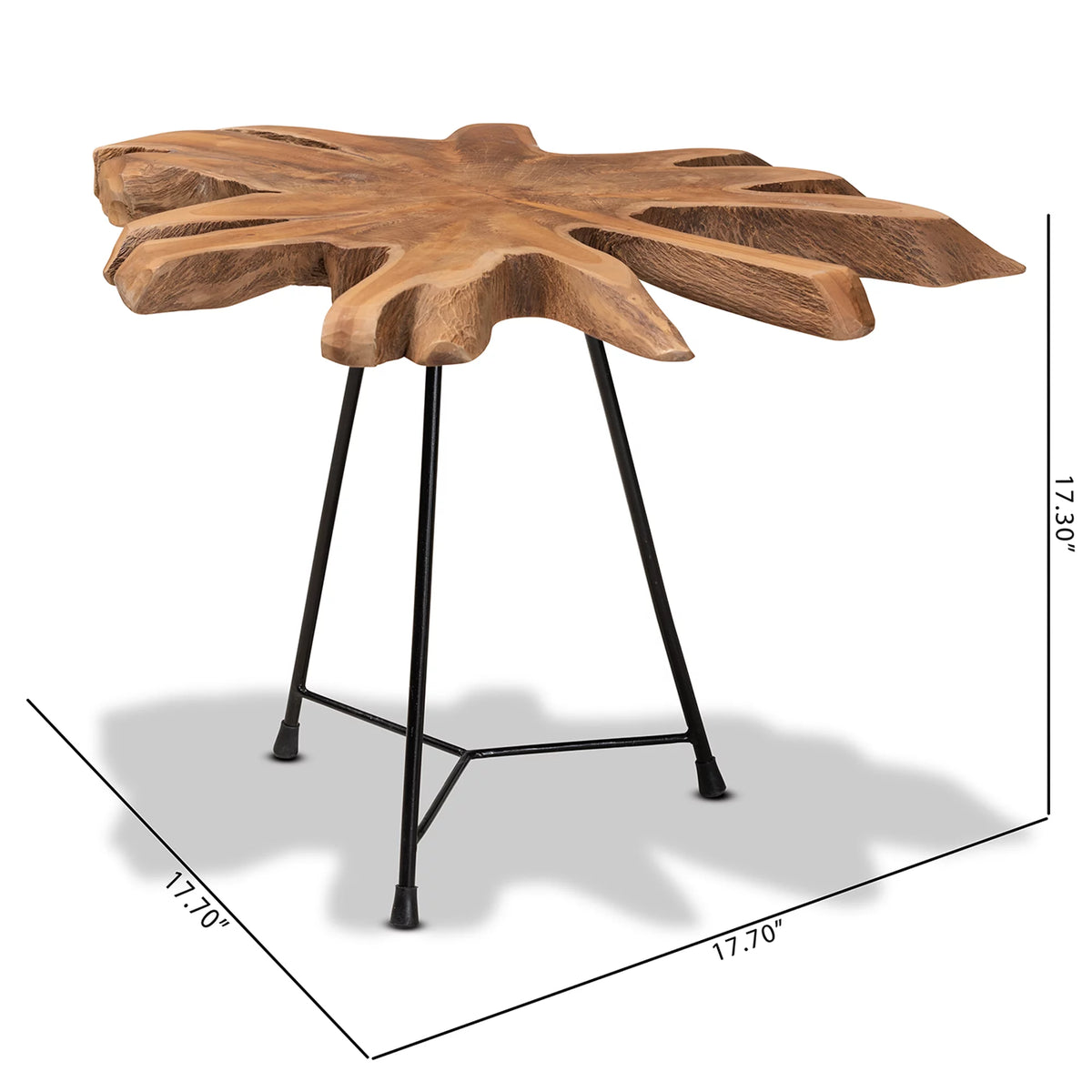 Brown Teak Root End Table U5087