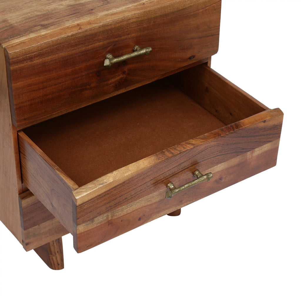 Acacia Wood 3 Drawer Nightstand Z19828