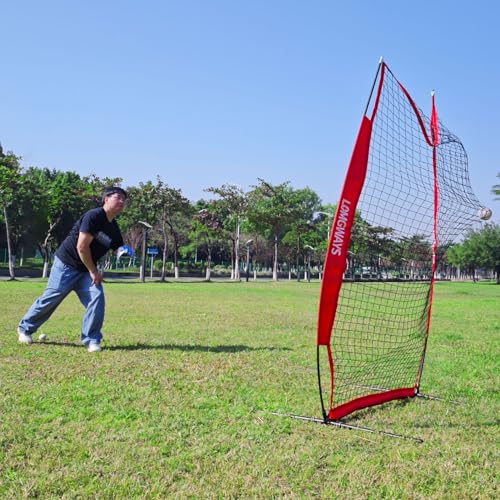 Portable Baseball Softball Pitching Screen with Carry Bag and Ground Stakes H7649
