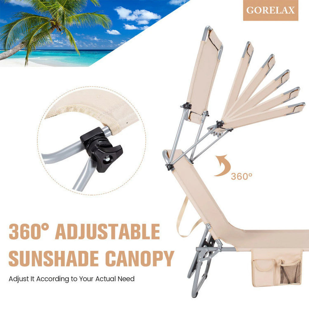 Outdoor Recliner Chair with Canopy and Side Pocket L59437