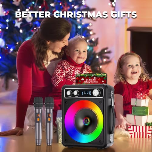 Portable Bluetooth Karaoke Speaker with 2 Wireless Microphones P1108