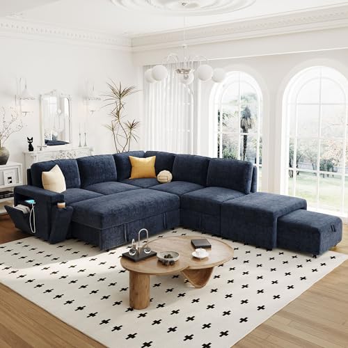 L-Shaped Modular Sofa with Storage Ottoman and Cup Holder, Gray C3117