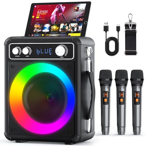 Portable Bluetooth Karaoke Speaker with 2 Wireless Microphones P1108