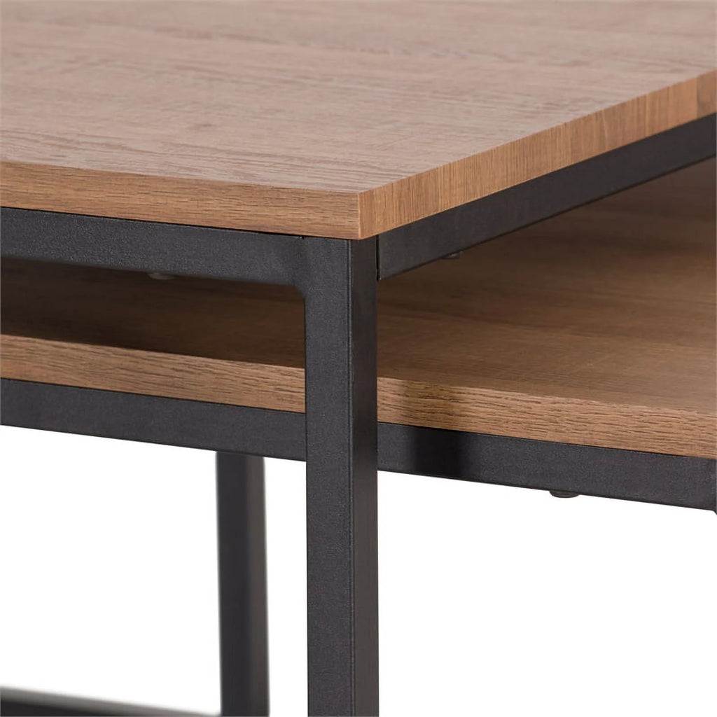 Brown Wood & Metal Nesting Coffee Tables J345101