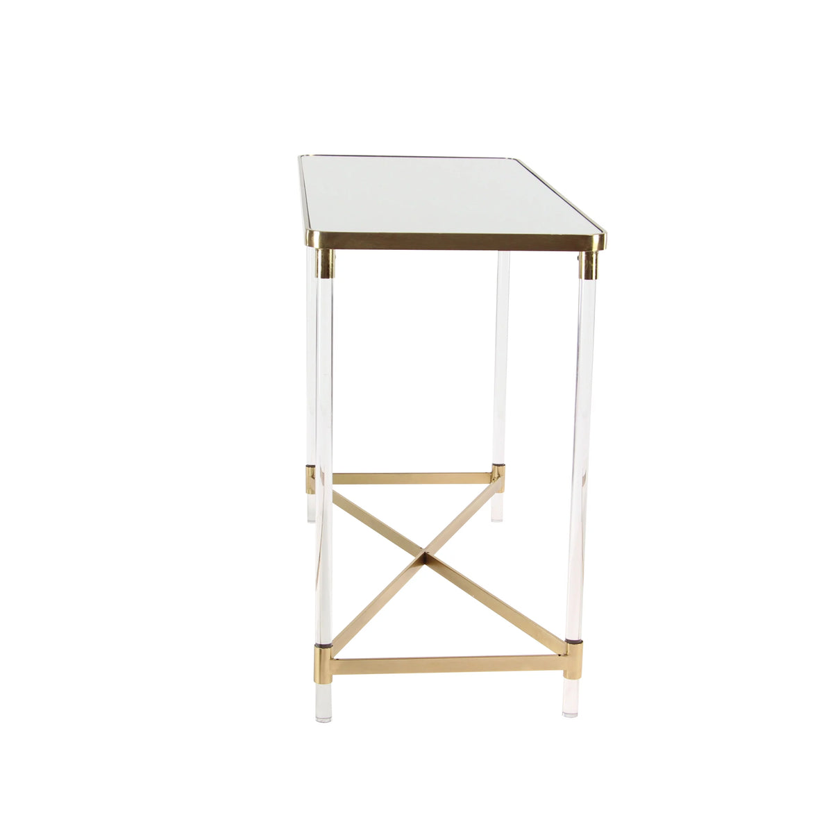 44" x 32" Gold Metal Mirrored Top Console Table Z7070