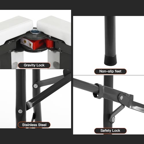 6FT White Folding Picnic Table O359