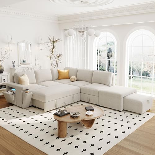 L-Shaped Modular Sofa with Storage Ottoman and Cup Holder, Gray C3117