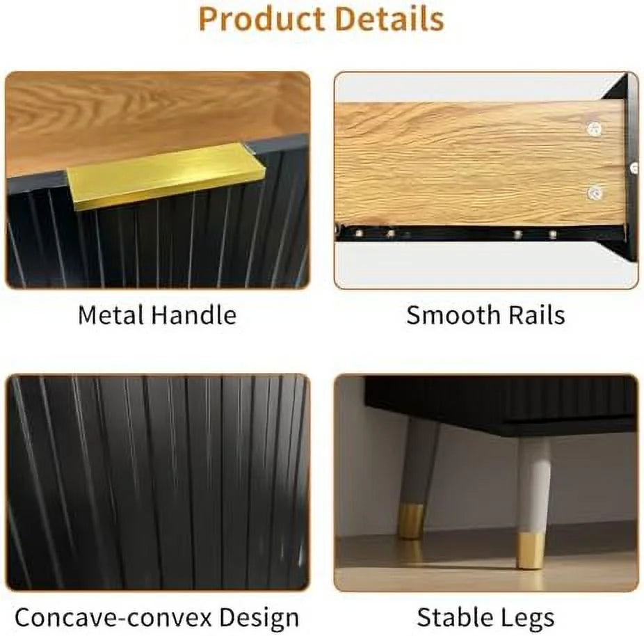 Black 7 Drawer Dresser with Metal Handles O968680