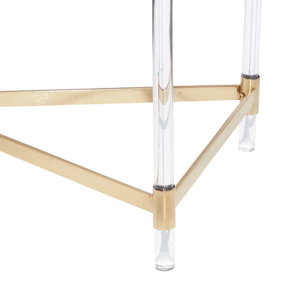 44" x 32" Gold Metal Mirrored Top Console Table Z7070