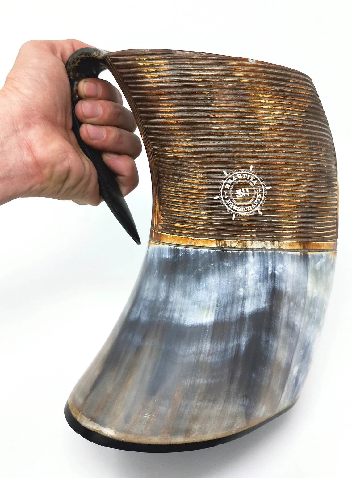 Glass Viking Drinking Horn Mug Tankard 40 oz N27057