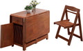 Solid Wood Drop Leaf Dining Table Set 5 Pieces with Wheels and Drawer A99712