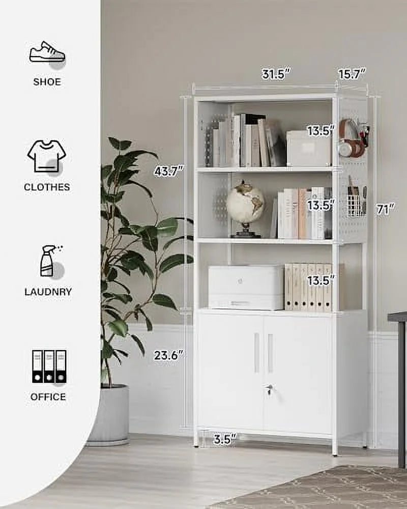 5-Tier Metal Bookshelf with Doors Z1737