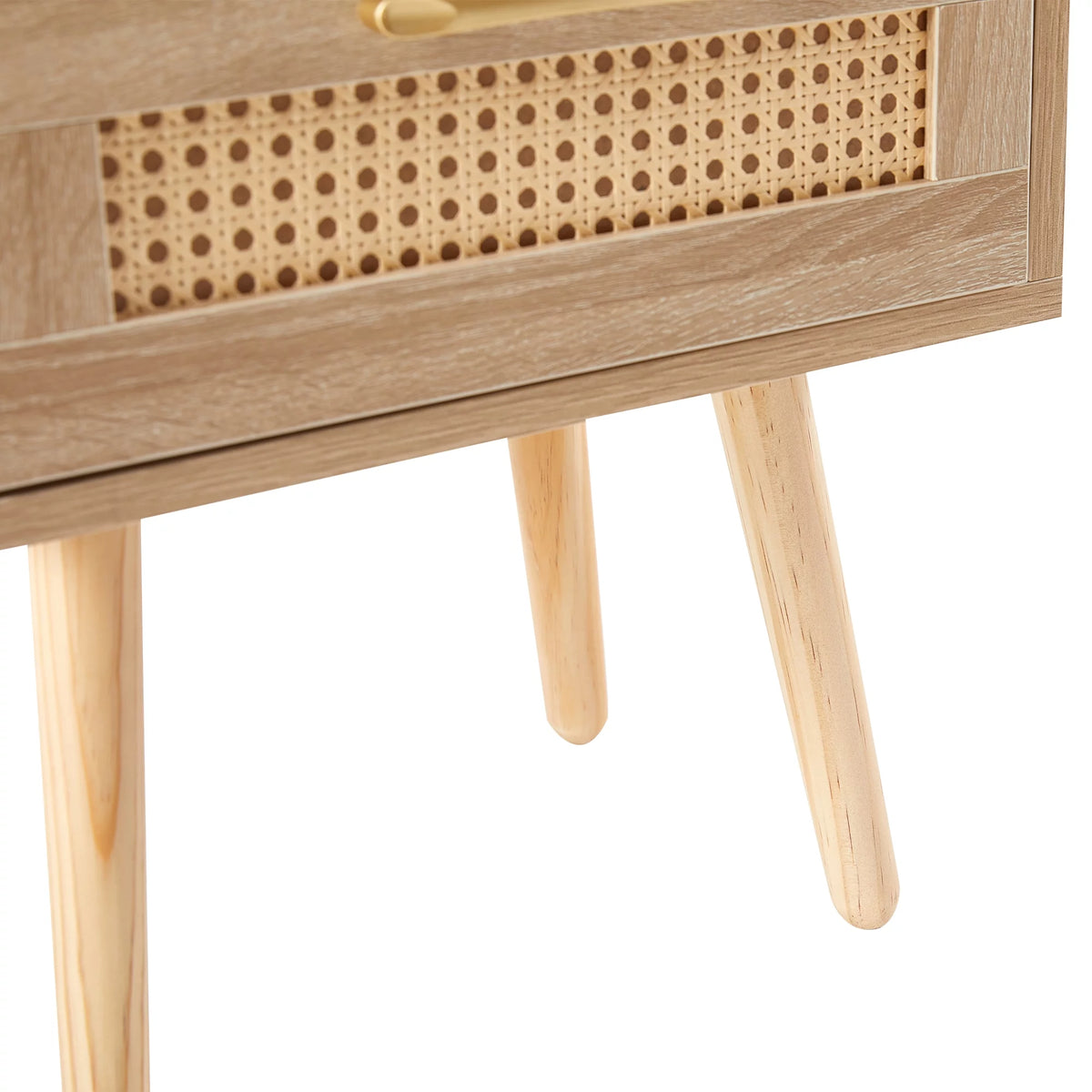 Modern Rattan Wood Nightstand with 1 Drawer Z981560