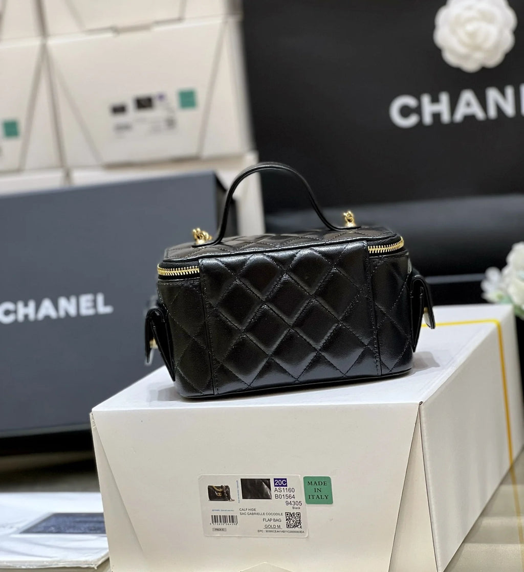 Black Vanity Bag With Strap L289