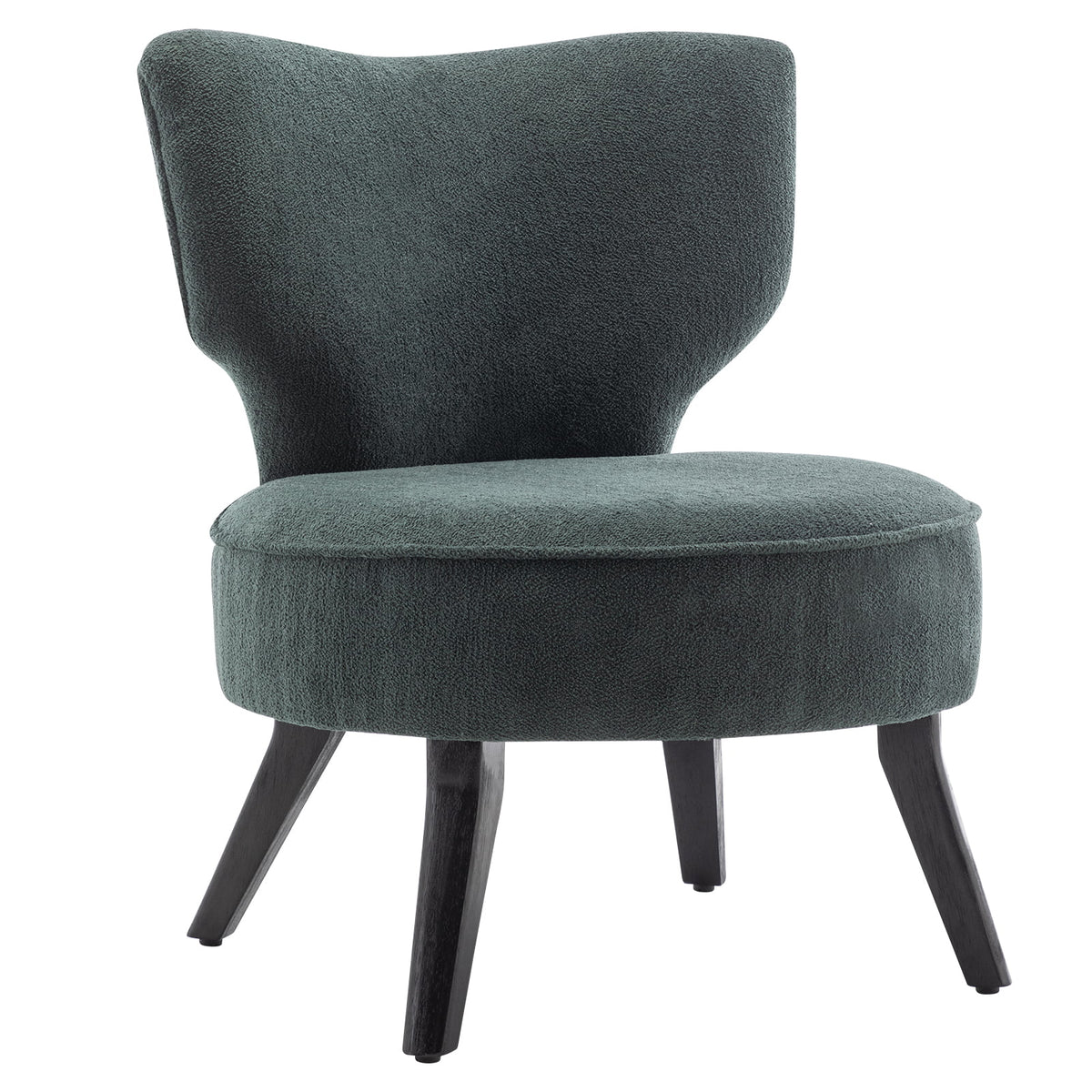 Dark Green Velvet Single Accent Chair with Wooden Legs S45139