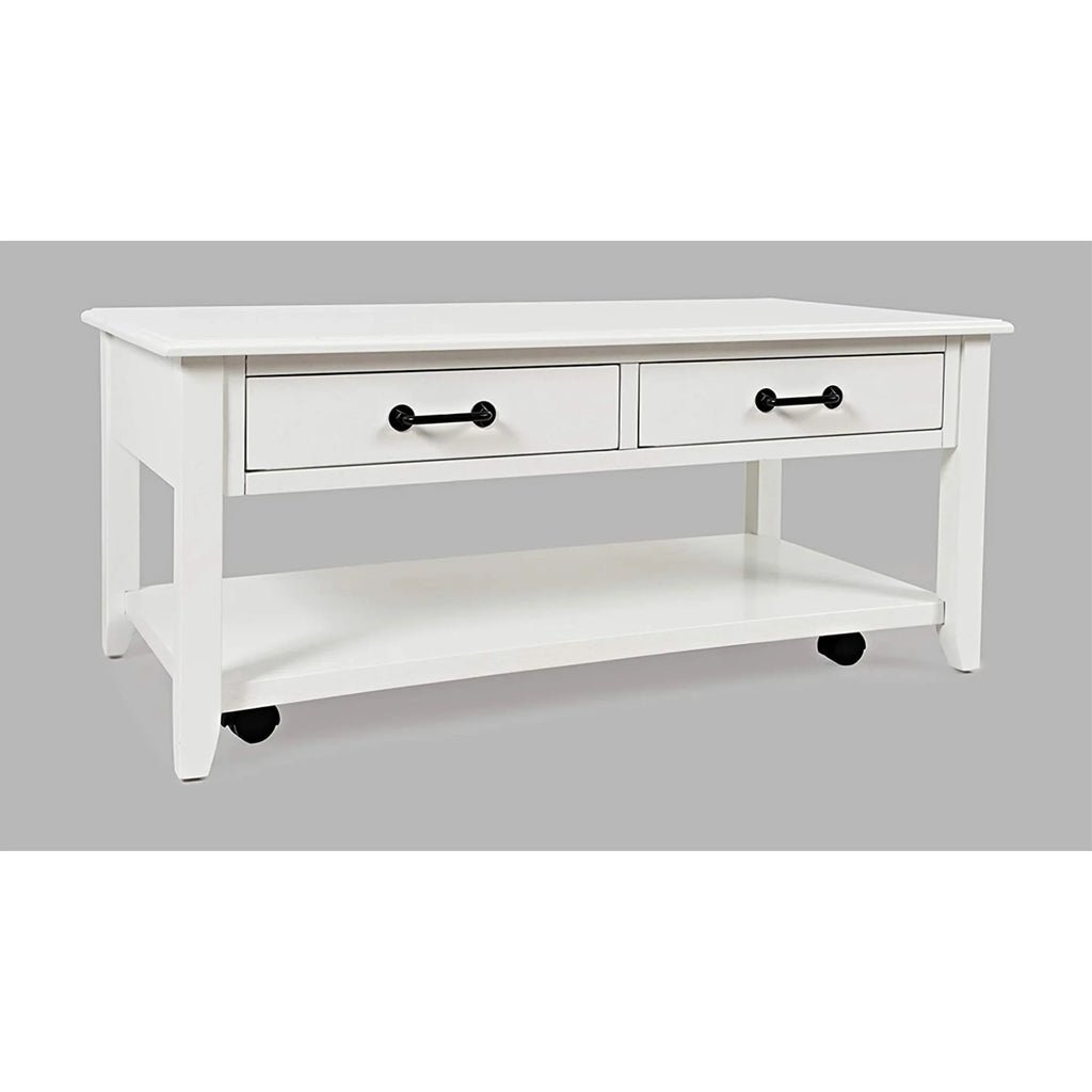 Acacia 2 Drawer Coffee Table with Casters F4273