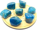 7 Pcs Natural Apatite Tumbled Gemstones Kit with Healing Crystal Chakra Wooden Grid F68052