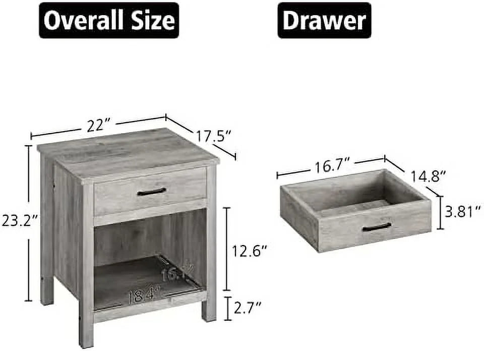 Bamboo Nightstand Set of 2 with Drawer D455
