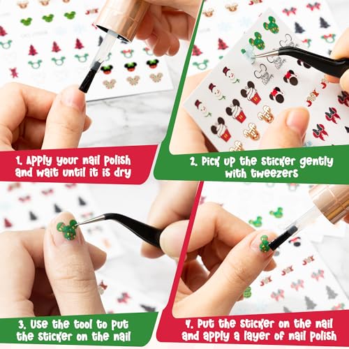 Christmas Mouse Nail Stickers 8 Sheets 3D Self Adhesive Nail Decals H1434