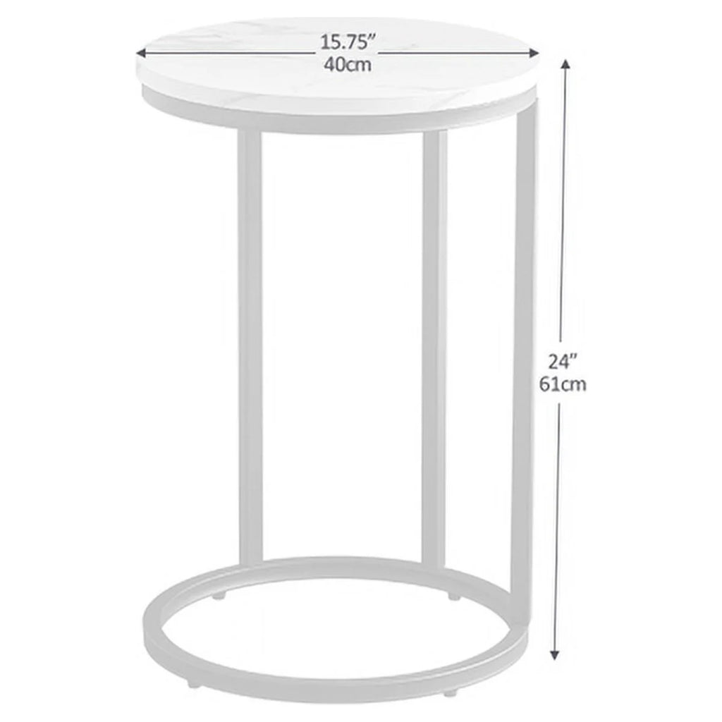 C-shaped Side Table with Metal Frame and Round Top L404000