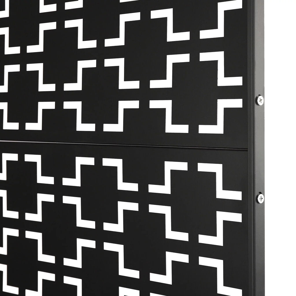 Black Metal Outdoor Privacy Screen Panel with Stand O637