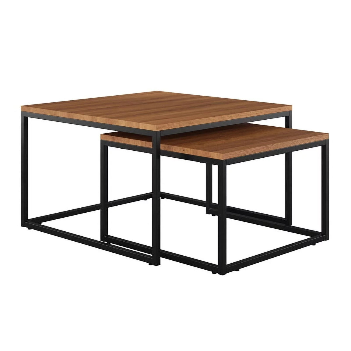 Brown Wood & Metal Nesting Coffee Tables J345101