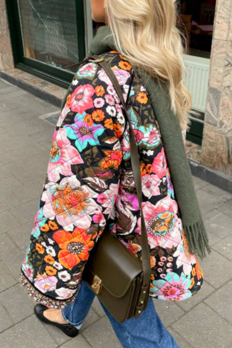 Floral Patchwork O Neck Outerwear J3041