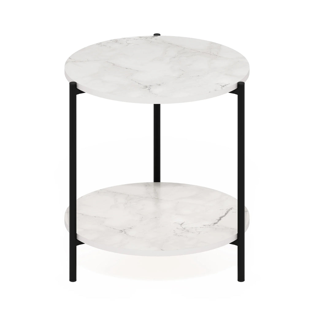 2-Tier Round Side End Table with Metal Legs I49676