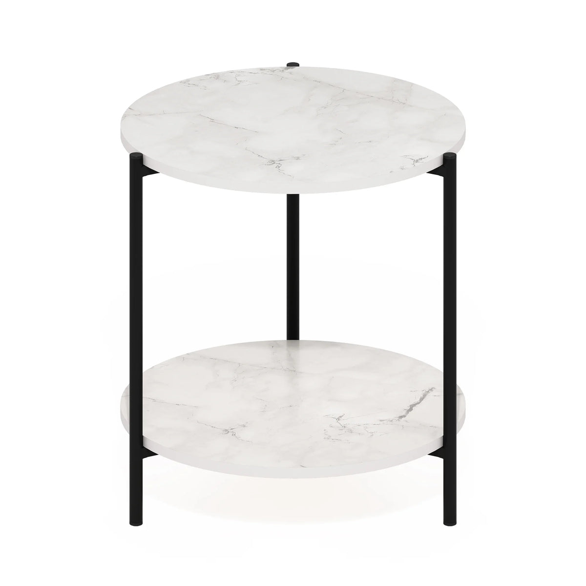 2-Tier Round Side End Table with Metal Legs I49676