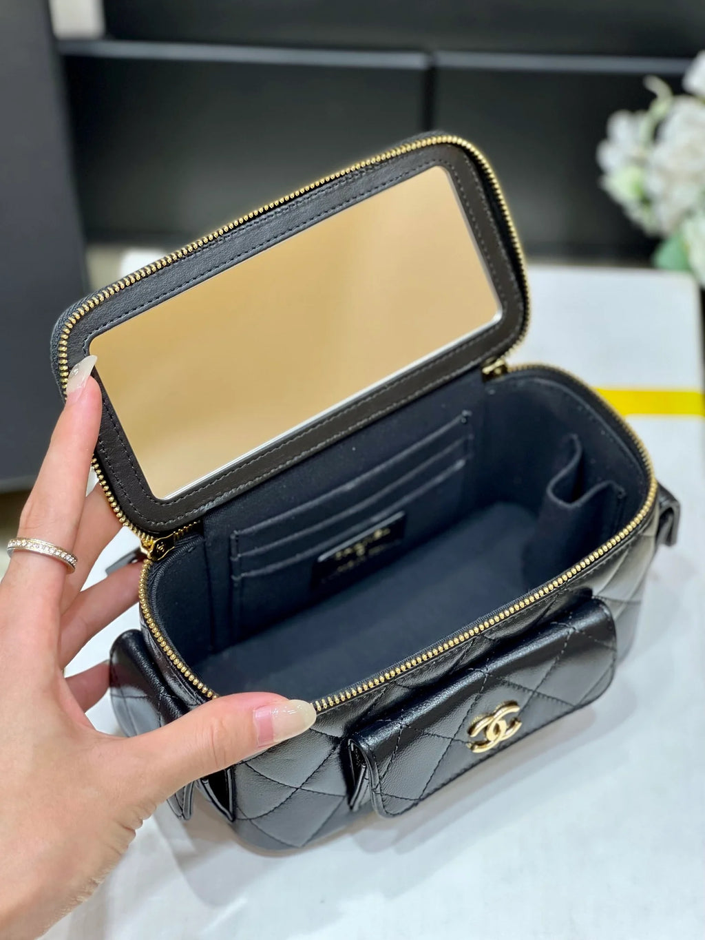 Black Vanity Bag With Strap L289