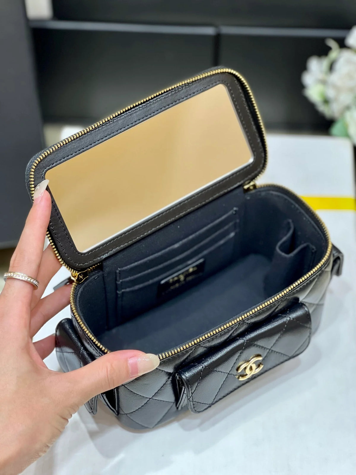 Black Vanity Bag With Strap L289