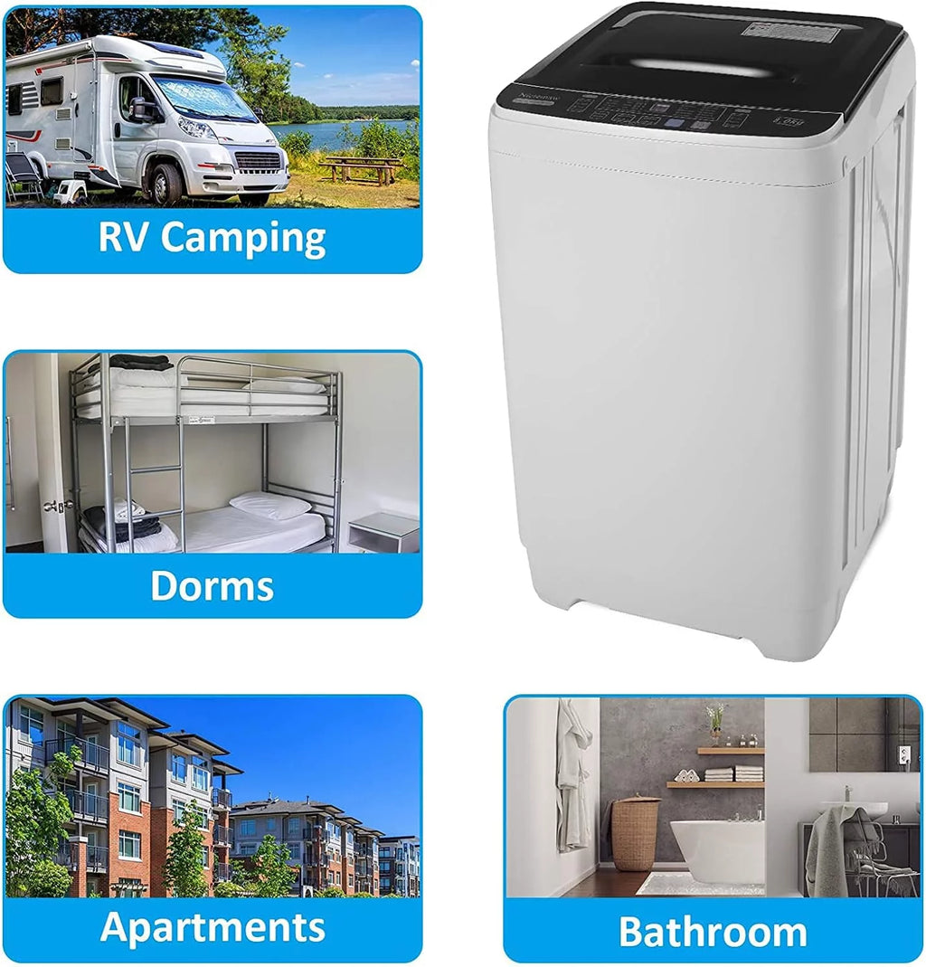 Compact 17.6lbs Capacity 1.9 Cu.ft Portable Washer with LED Display and Faucet Adapter Z234326