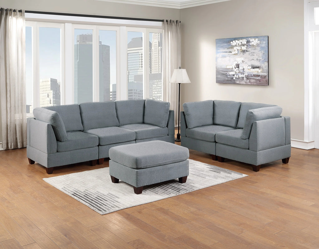 Grey Linen Like Fabric Corner Wedge Sofa A477