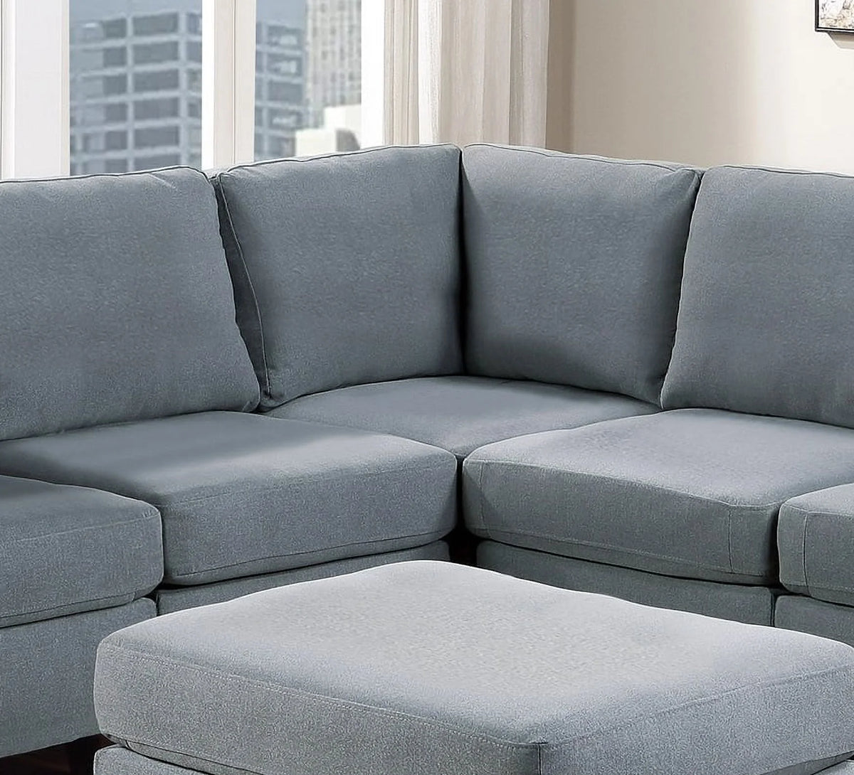 Grey Linen Like Fabric Corner Wedge Sofa A477