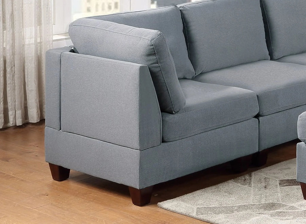 Grey Linen Like Fabric Corner Wedge Sofa A477