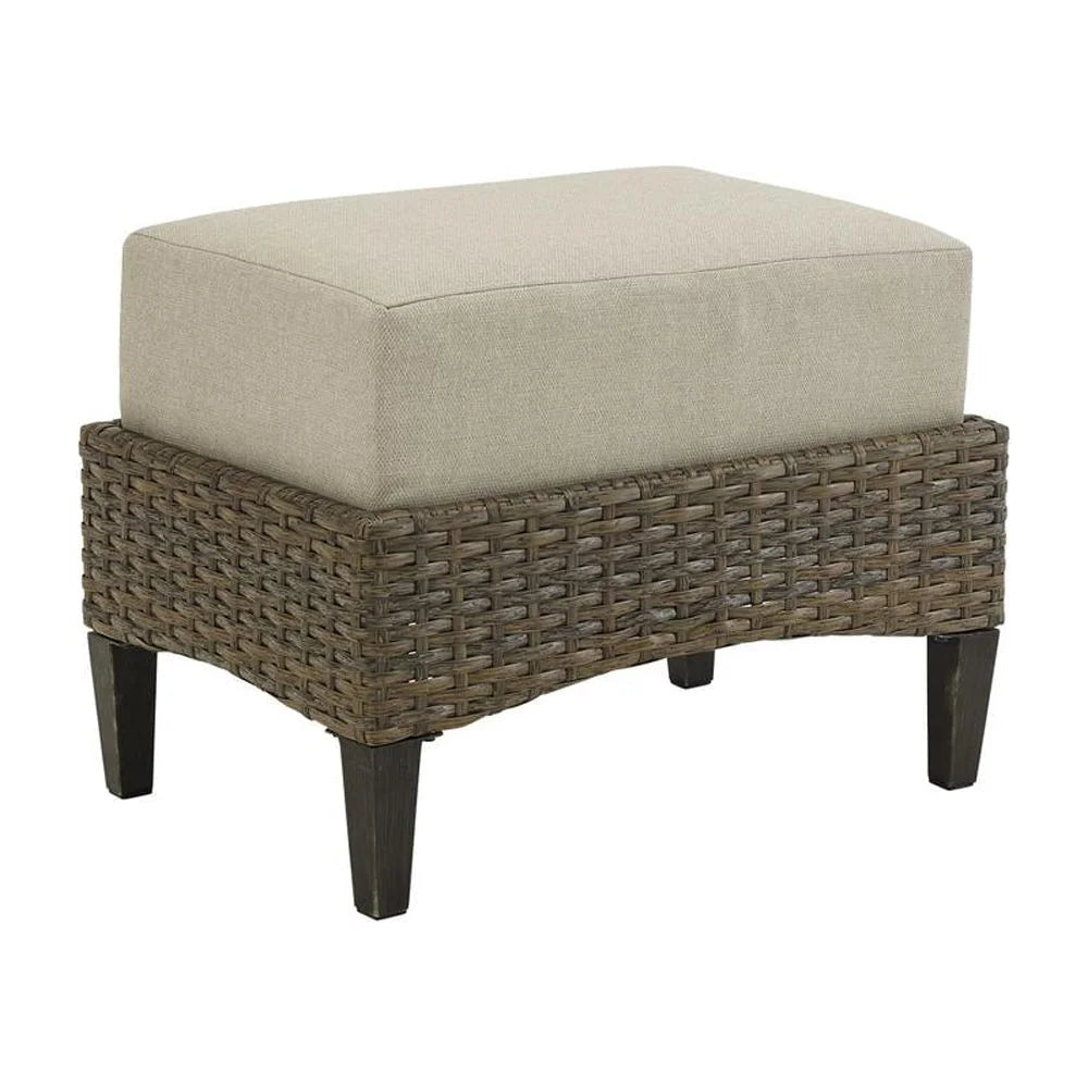 Brown Wicker Outdoor Ottoman V833