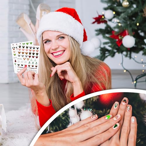 Christmas Mouse Nail Stickers 8 Sheets 3D Self Adhesive Nail Decals H1434