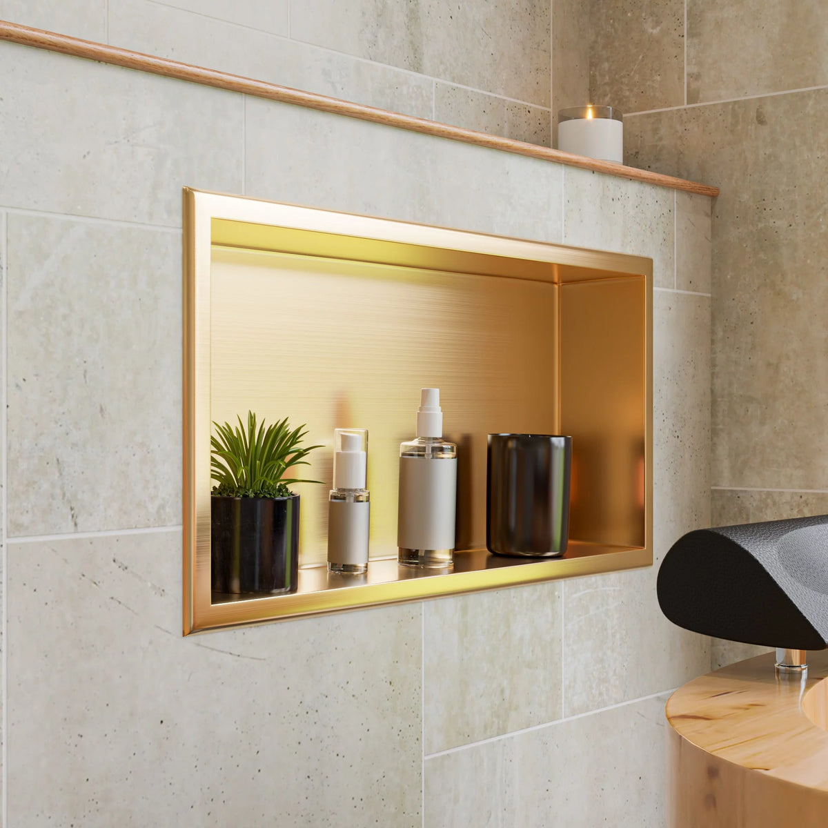 24" x 12" Brushed Gold Stainless Steel Shower Niche W148047