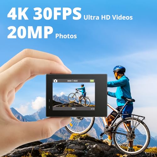 4K30fps 20MP WiFi Action Camera with EIS 131ft Waterproof O5913