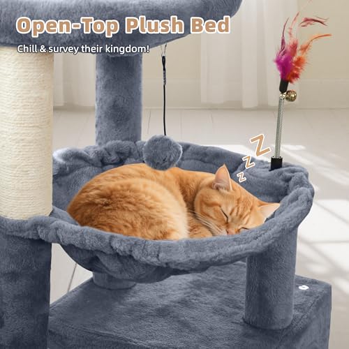 Grey Cat Tree with Condo and Hammocks S6809