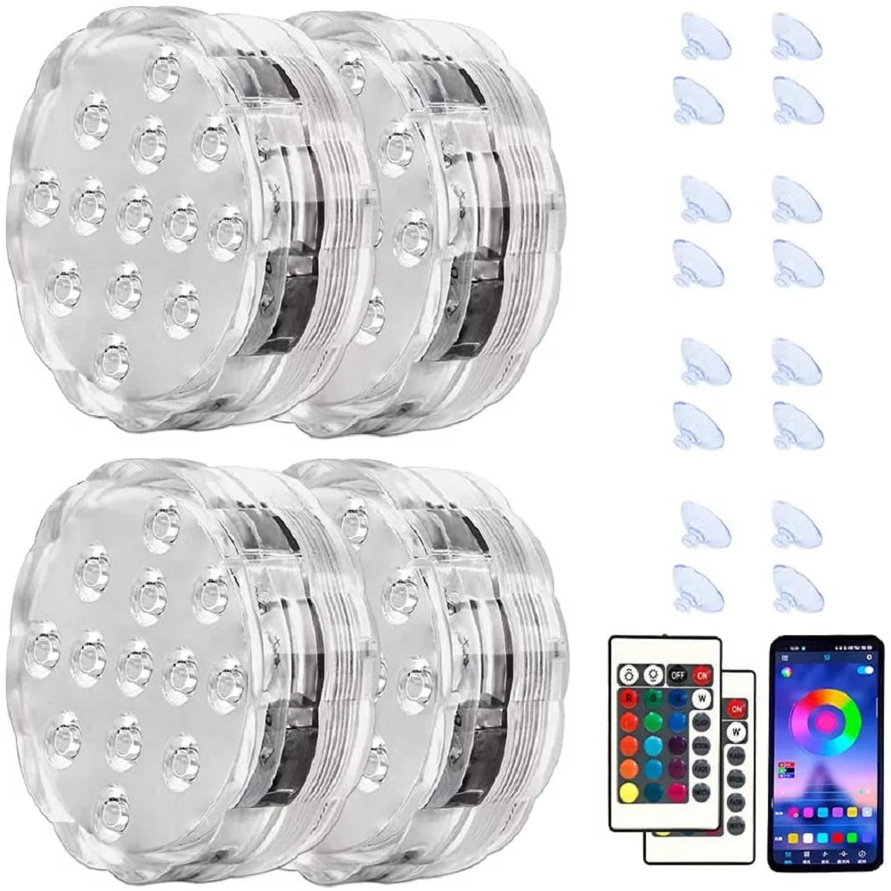 LED Submersible Pool Lights Color Changing 4 Packs W7718