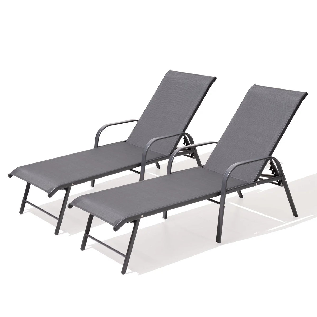 Set of 2 Gray Aluminum Outdoor Chaise Lounge Chairs L390985