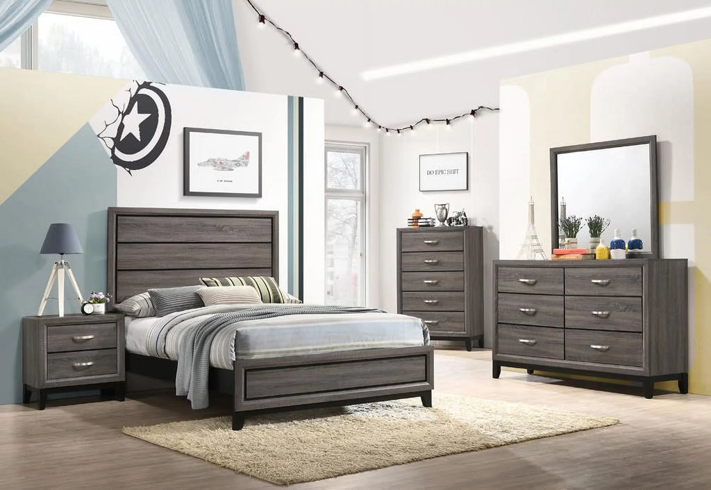 4-piece Grey Oak Bedroom Set W1408