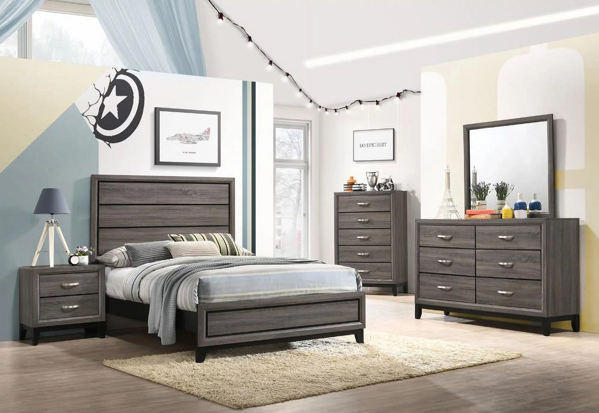 4-piece Grey Oak Bedroom Set W1408