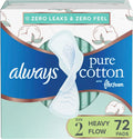Cotton Feminine Pads with Wings Unscented 72 Count K234