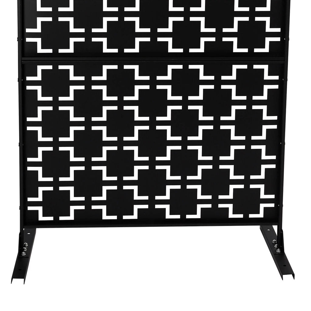 Black Metal Outdoor Privacy Screen Panel with Stand O637