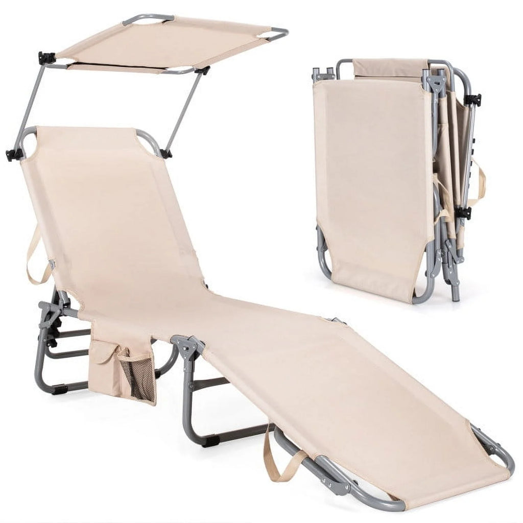 Outdoor Recliner Chair with Canopy and Side Pocket L59437