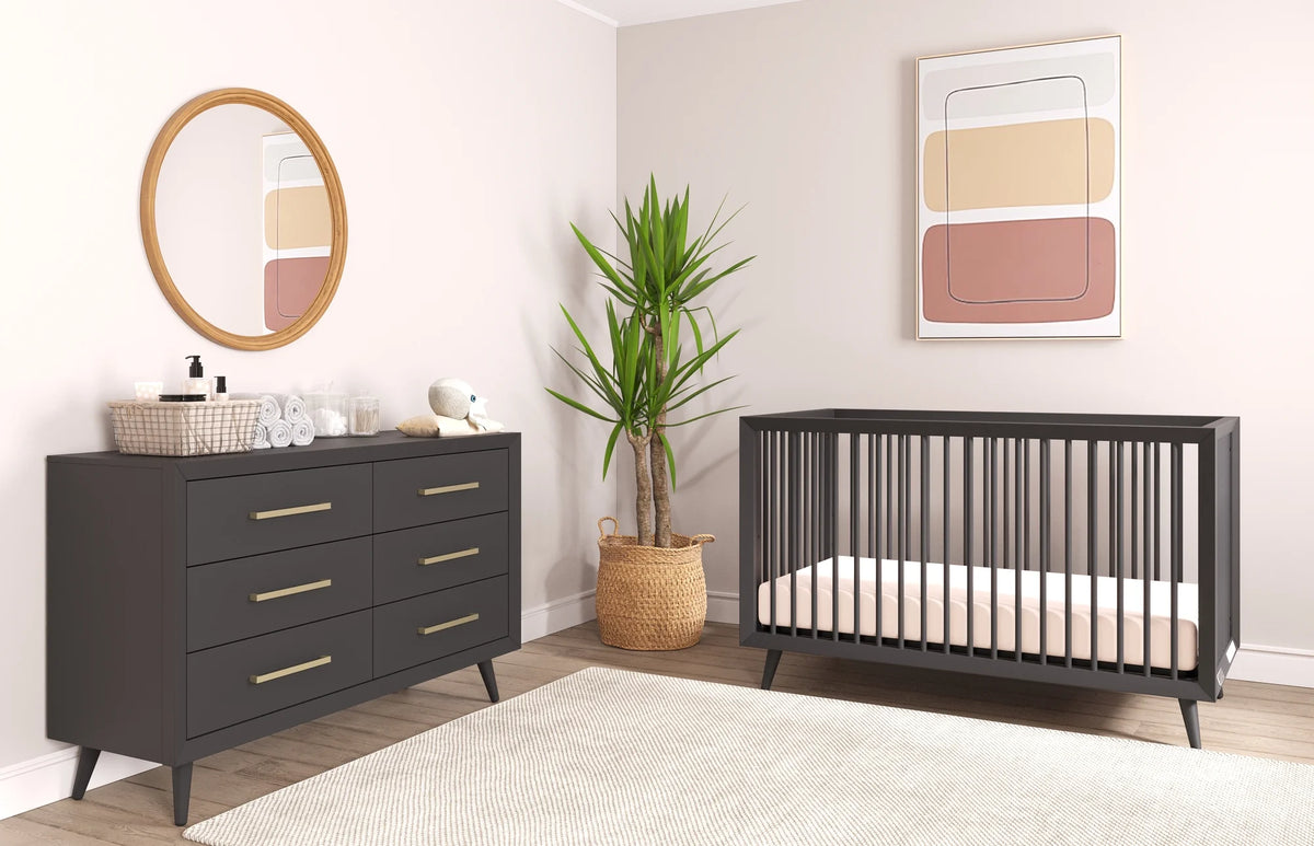 2-Piece Nursery Set with 4-in-1 Convertible Crib and 6-Drawer Double Dresser L6934