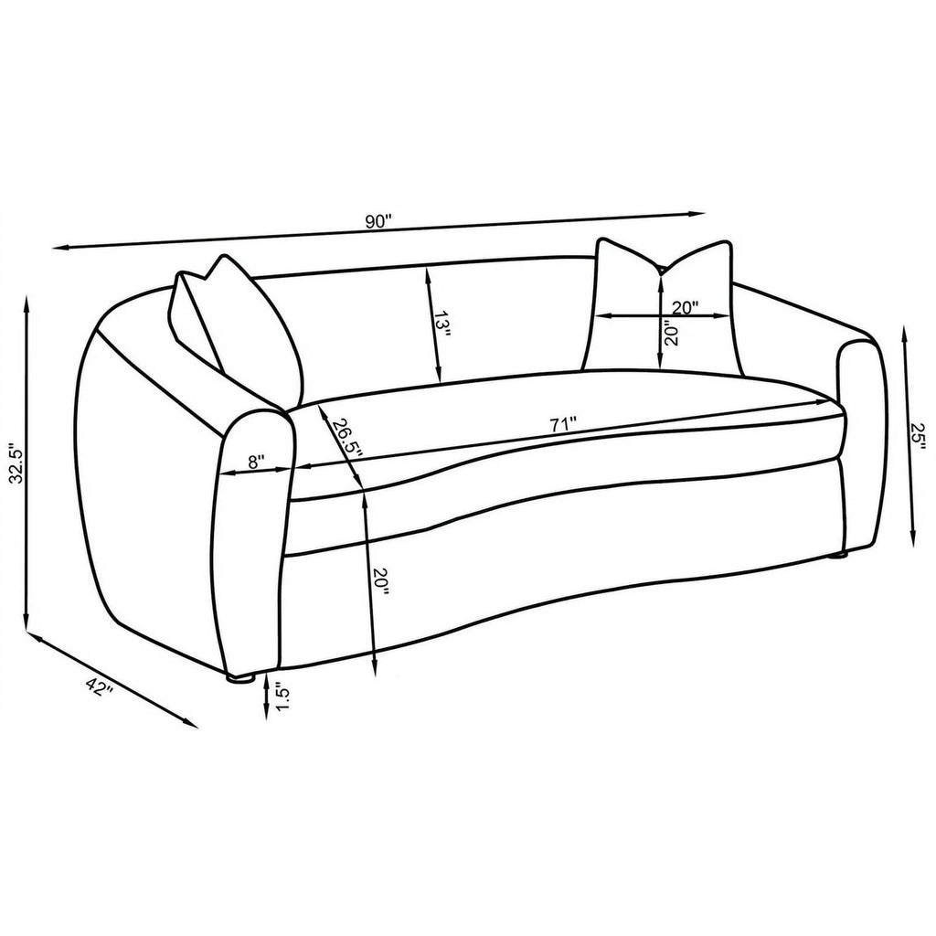 White Fabric Upholstered Sofa U1886