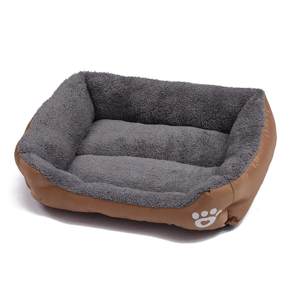 Small Medium Washable Plush Faux Fur Pet Bed with Anti-Slip Waterproof Bottom N413